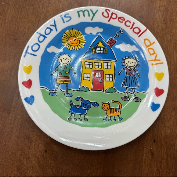 Colorful Ceramic Plate with Fun Design - Picture 2 of 3